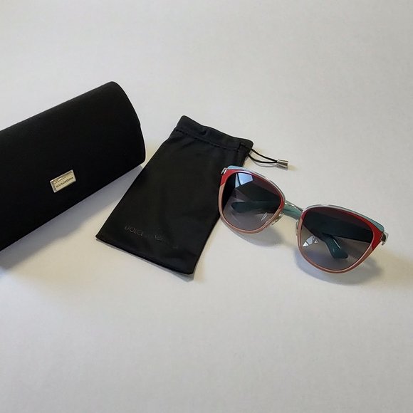 DG Dolce & Gabbana Sunglasses Blue Pink Red Logo Silver Retro Vintage Style